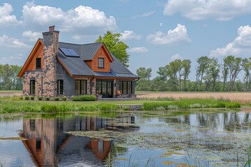 Obraz premium Sustainable Architectural Design: Harnessing Sunlight and Wind Efficiency