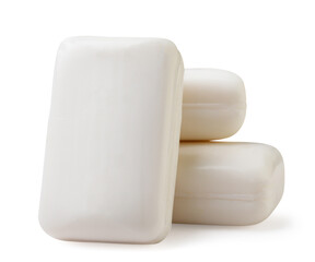 Pile of soap bars on a white background. Isolated