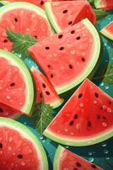 Attractive pattern of watermelon slices for the background