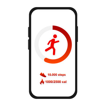 App with heart rate, calories burned and step count. Vector illustration.