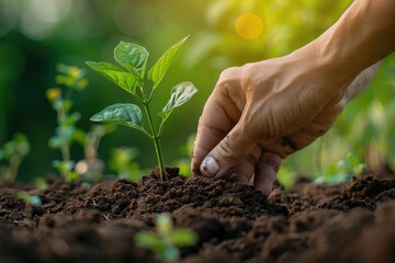 A picture of hands of farmers tending to plants and crops. Generative Ai