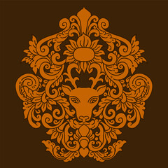 Floral traditional ornament Hand drawn illustration vector