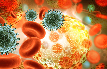 Microscopic view Corona virus. 3d illustration..
