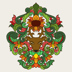 Floral traditional ornament Hand drawn illustration vector