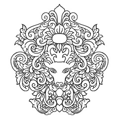 Floral traditional ornament Hand drawn illustration vector
