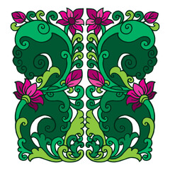 Floral and fauna traditional ornament Hand drawn illustration vector