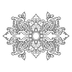 Floral and fauna traditional ornament Hand drawn illustration vector