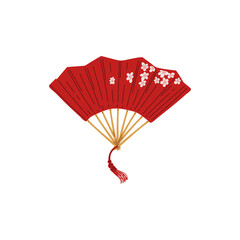 Red floral Kabuki fan vector illustration