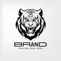 lion head tiger head angry tiger vector design logo 