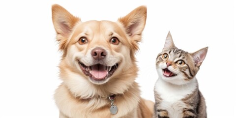 Obraz premium Happy dog and cat