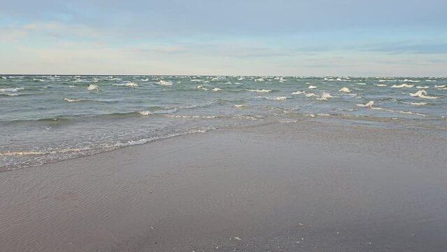 The point where North Sea and Baltic Sea meets in Skagen, Denmark