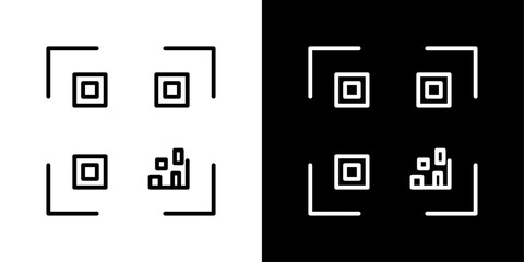 QR Code Reader Icon Set. Vector symbol for scanning QR codes.