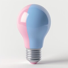 3d rendering of blue pink light bulb icon