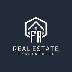 FA initial monogram logo for real estate with home shape creative design.