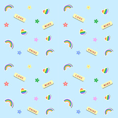 Seamless pattern vector of pride symbols, rainbow, heart, love wins concept for pride month theme