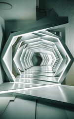 
Beautiful futuristic Geometric 3D Render background,
Abstract,interior,Minimal,Textured,paper,shine,for business or product presentation tunnel with light and white tones,AI generated

