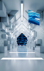 
Beautiful futuristic Geometric 3D Render background,
Abstract,interior,Minimal,Textured,paper,shine,for business or product presentation tunnel with light and white tones,AI generated

