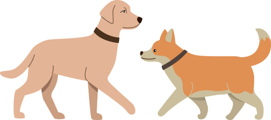 Vector illustration of two dogs. Colorful flat concept	