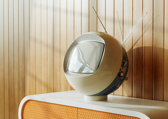 Retro Futurism Bubble Shaped Television Room