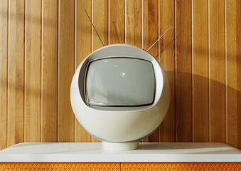 Retro Futurism Bubble Shaped Television Room