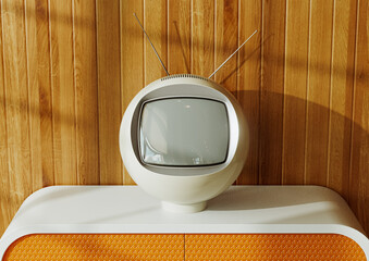 Retro Futurism Bubble Shaped Television Room