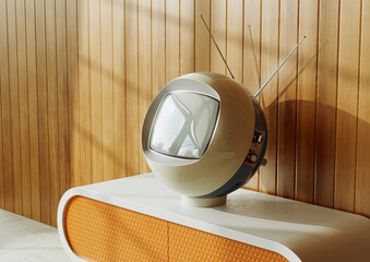 Retro Futurism Bubble Shaped Television Room