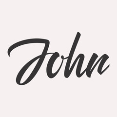 John. English name handwritten inscription. hand drawn lettering. High quality calligraphy card. Vector illustration.