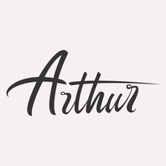 Arthur. English name handwritten inscription. hand drawn lettering. High quality calligraphy card. Vector illustration.
