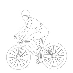 man riding a bicycle sketch on white background vector