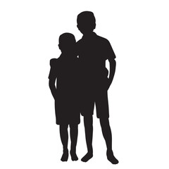 boys, brothers hugging silhouette on a white background vector
