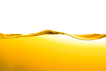 orange juice is isolated on white background. healthy fresh drink and natural waves. close up view.