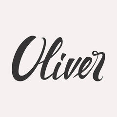 Oliver. English name handwritten inscription. hand drawn lettering. High quality calligraphy card. Vector illustration.