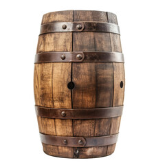 Obraz premium Vintage Wooden Barrel isolated on Transparent or white Background