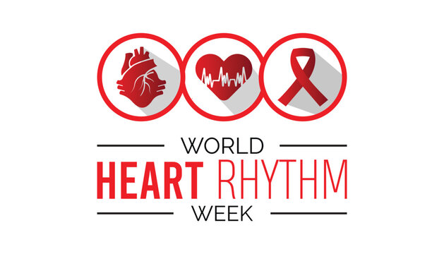 World Heart Rhythm Week observed every year in June. Template for background, banner, card, poster with text inscription. - Powered by Adobe