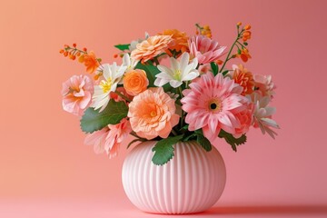 A kawaii flower arrangement, designed to brighten up any space, modeled isolated on a solid background