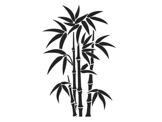 Naklejka premium Modern black logo design with a cartoon bamboo plant. Versatile template suitable for multiple uses.