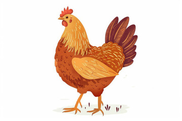 Vibrant illustration of a brown hen, perfect for use on chicken egg packaging or other agricultural and farm-related design projects