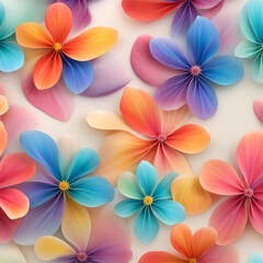 Square image of multicolored petals scattering on pearl background