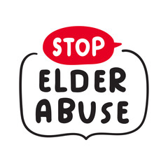 Badge. Stop elder abuse. Vector design. Hand drawn illustration on white background.