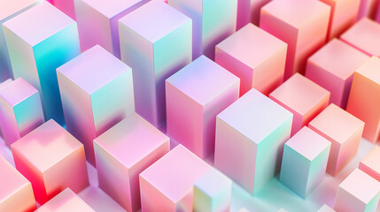 Obraz premium Digital style background with smooth 3D cubes, girly pastel colors, aesthetic business concept. Generative AI