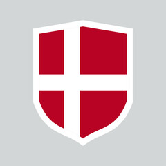 Obraz premium Denmark Flag in SHield Shape Frame