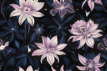 A seamless pattern of Midnight Bloom.