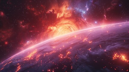 Planets and galaxy, science fiction wallpaper. Beauty of deep space. Earth and galaxy in space.