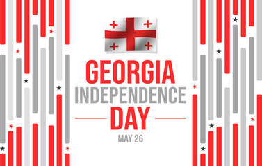 Georgia Independence Day wallpaper with waving flag and typography along shapes.