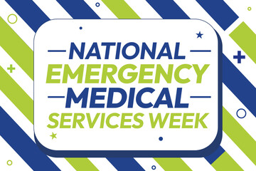 Fototapeta premium National Emergency Medical Services Week Background Design in Blue and Red Patriotic Color with Shapes.