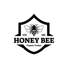 Honey bee logo template illustration vector graphic