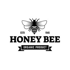 Honey bee logo template illustration vector graphic