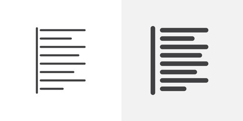 Text Align Left Icon Set. Vector symbol for left text alignment function.