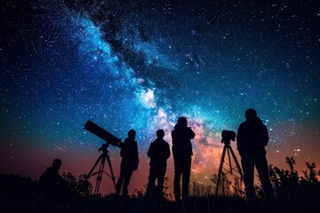 Star-Gazing Enthusiasts Observing the Milky Way at a Night Sky Gathering