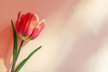 Elegant Red Tulip on Soft Gradient Background